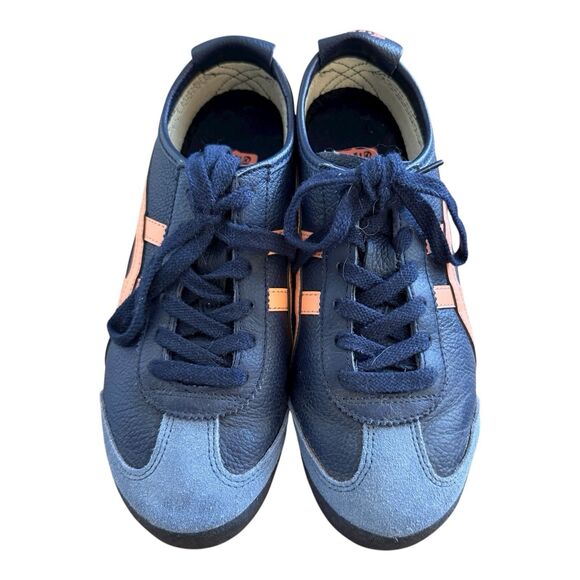 Onitsuka Tiger MEXICO 66 Sneakers Women Sz US 7.5 EU 39 Navy Blue Orange Leather - Picture 3 of 10